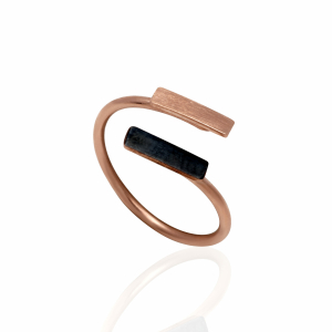 Handmade Silver 925 ring, pink gold plated and black platinum