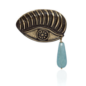 Eye pin with agate rock