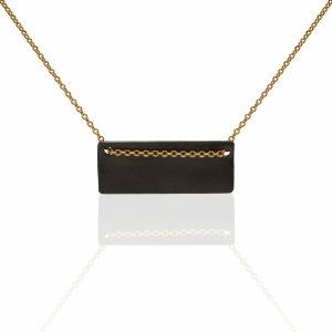 Rectangle necklace black and gold