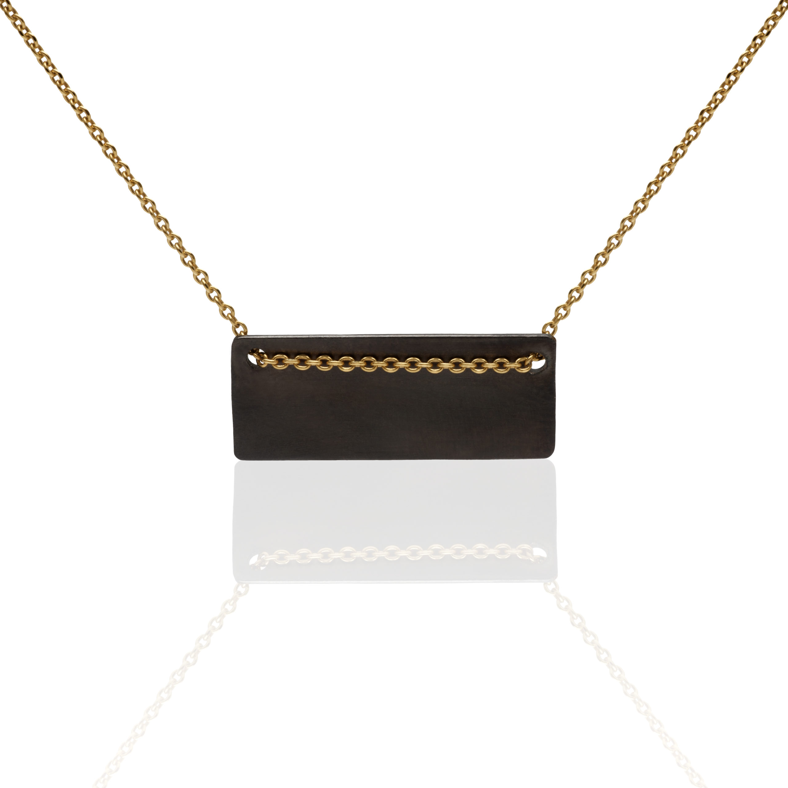 Rectangle necklace black and gold