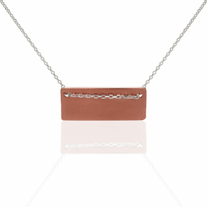 Rectangle necklace pink gold and silver
