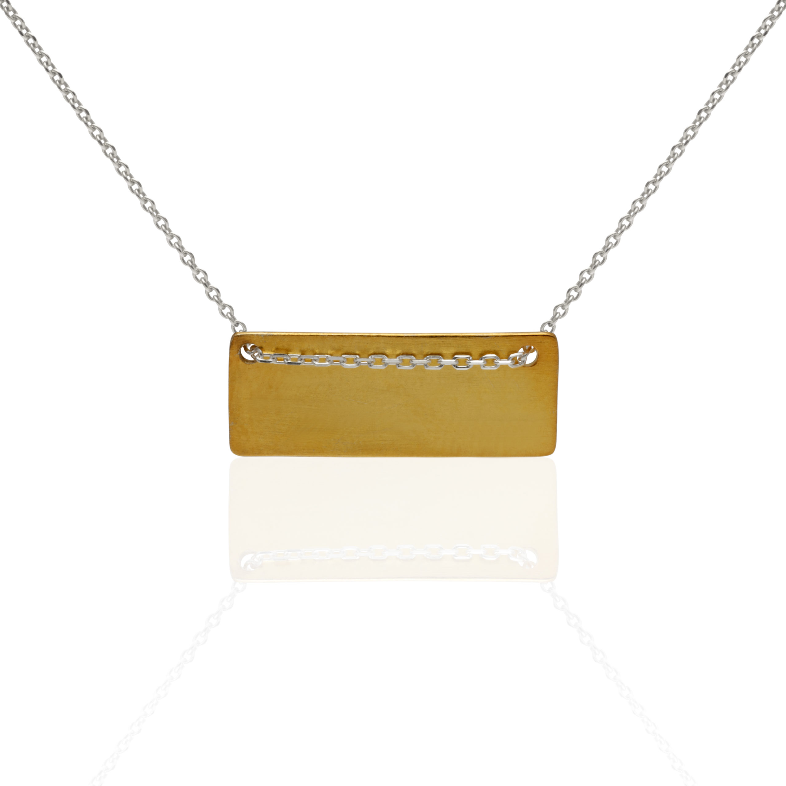 Rectangle necklace gold and silver