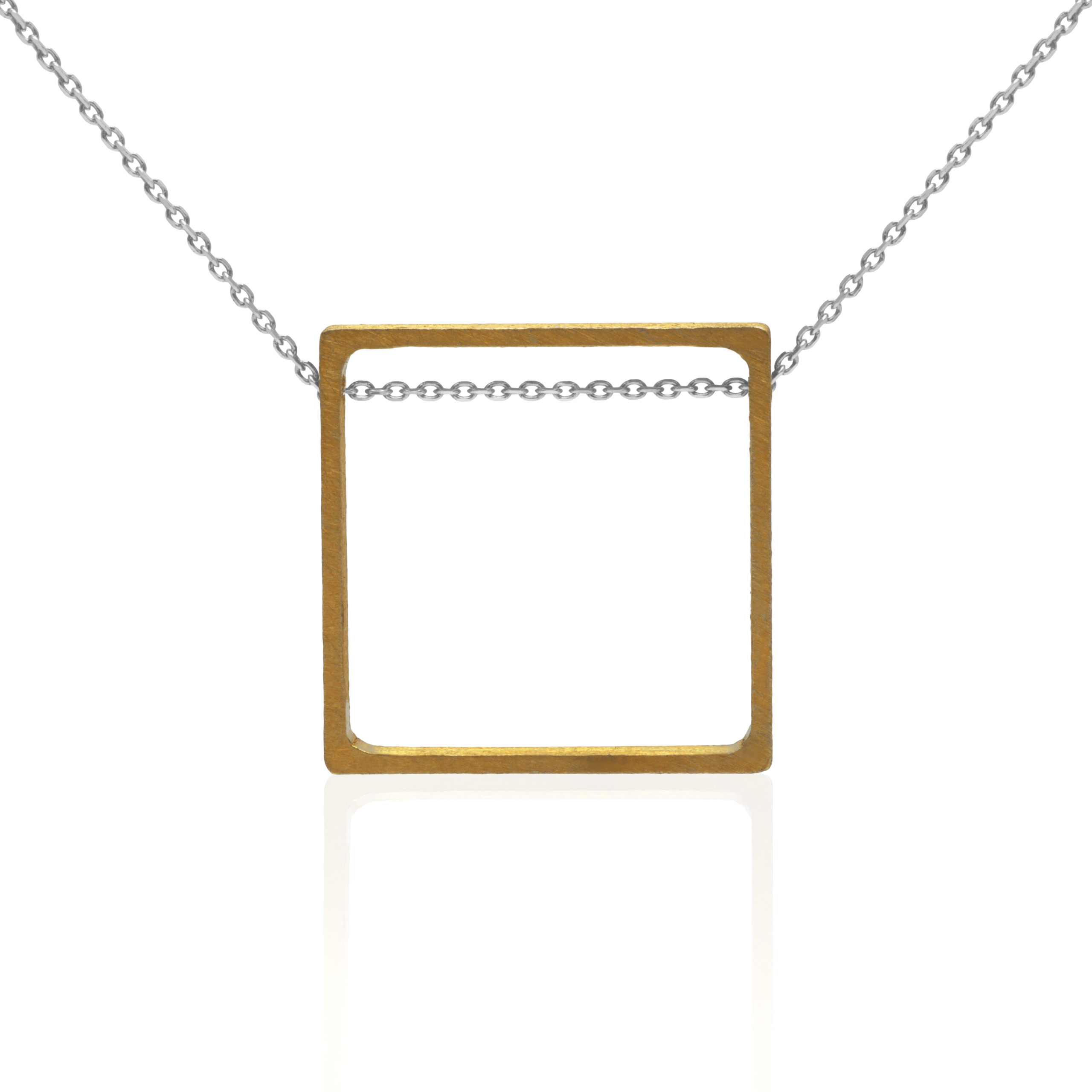 Large square necklace gold and silver
