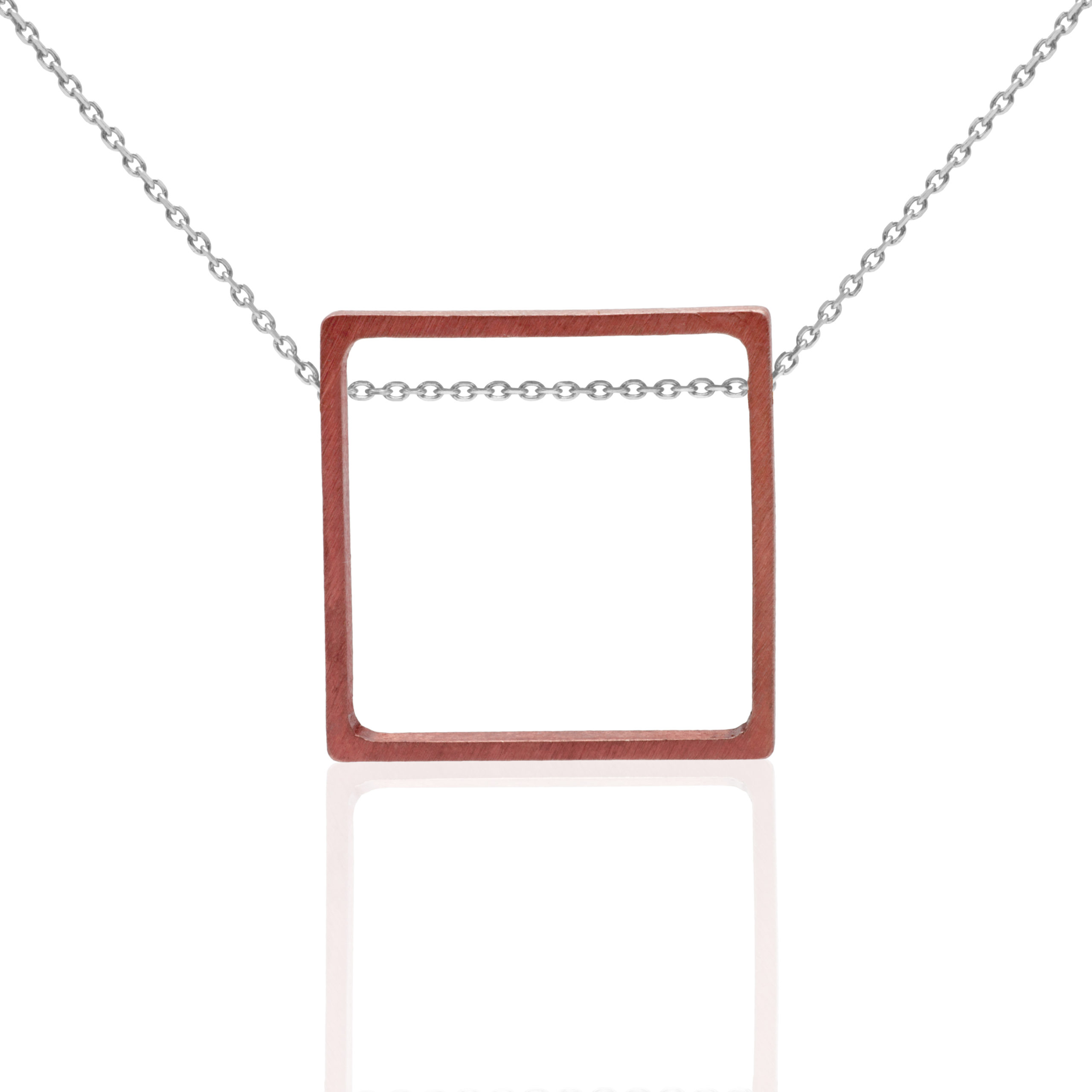 Large square necklace pink and silver