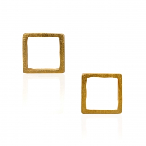 Square stud earrings gold