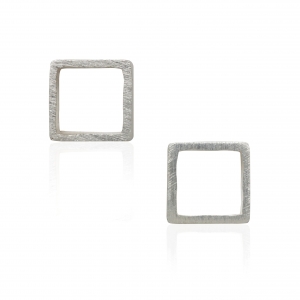Square stud earrings silver