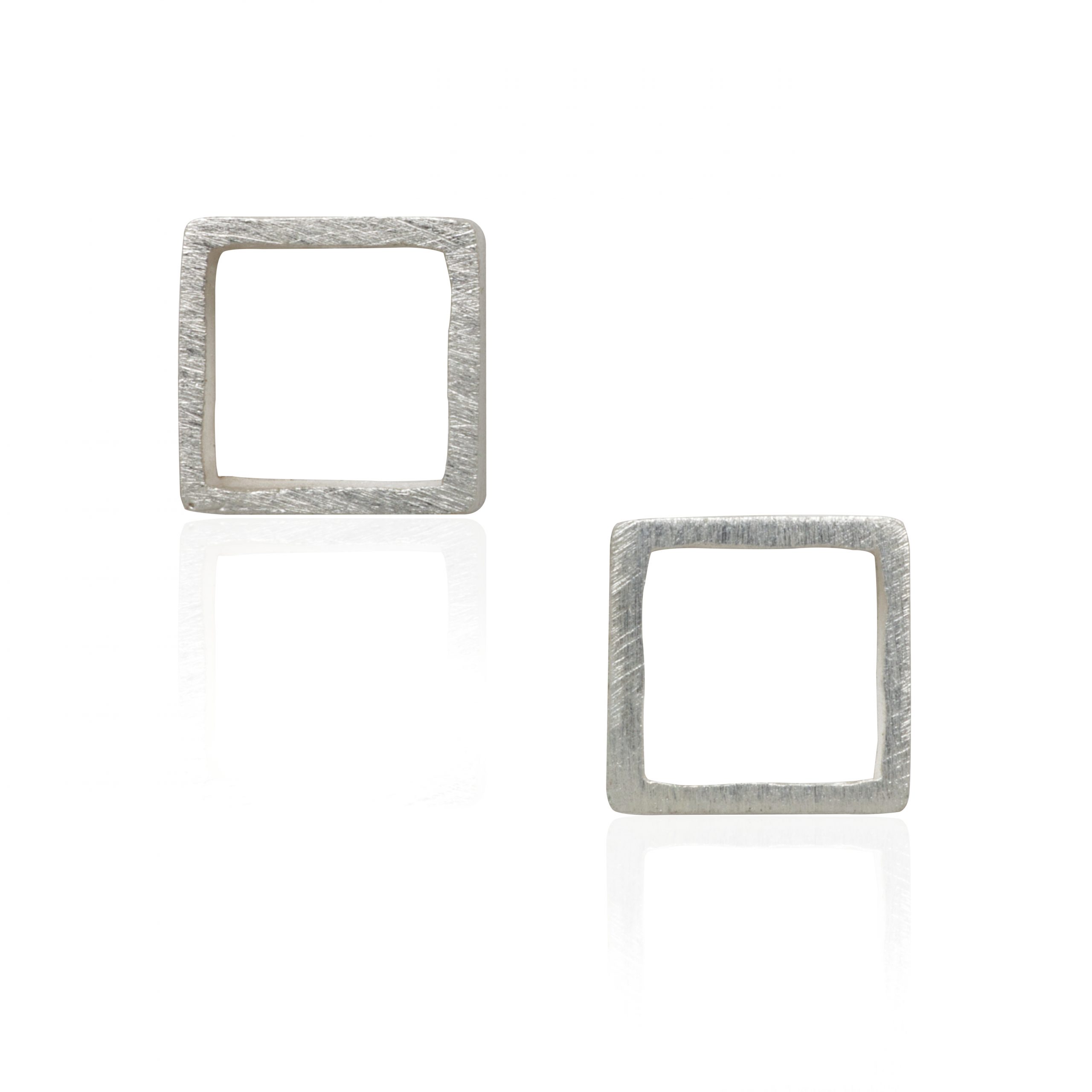 Square stud earrings silver