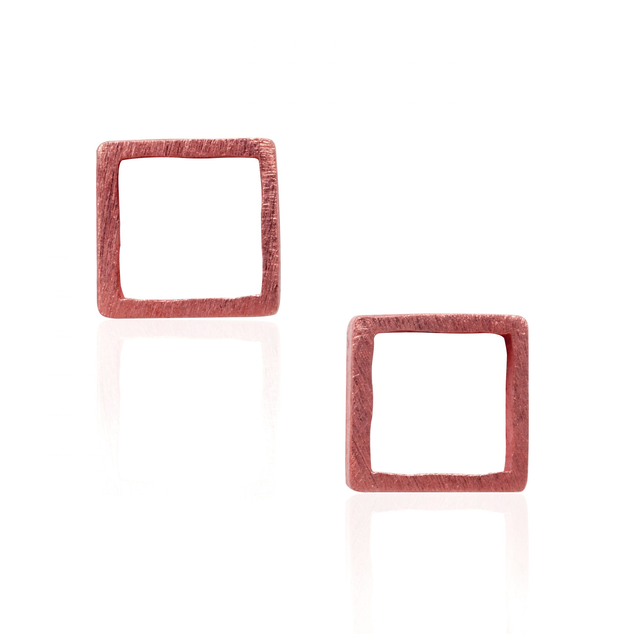 Square stud earrings pink gold
