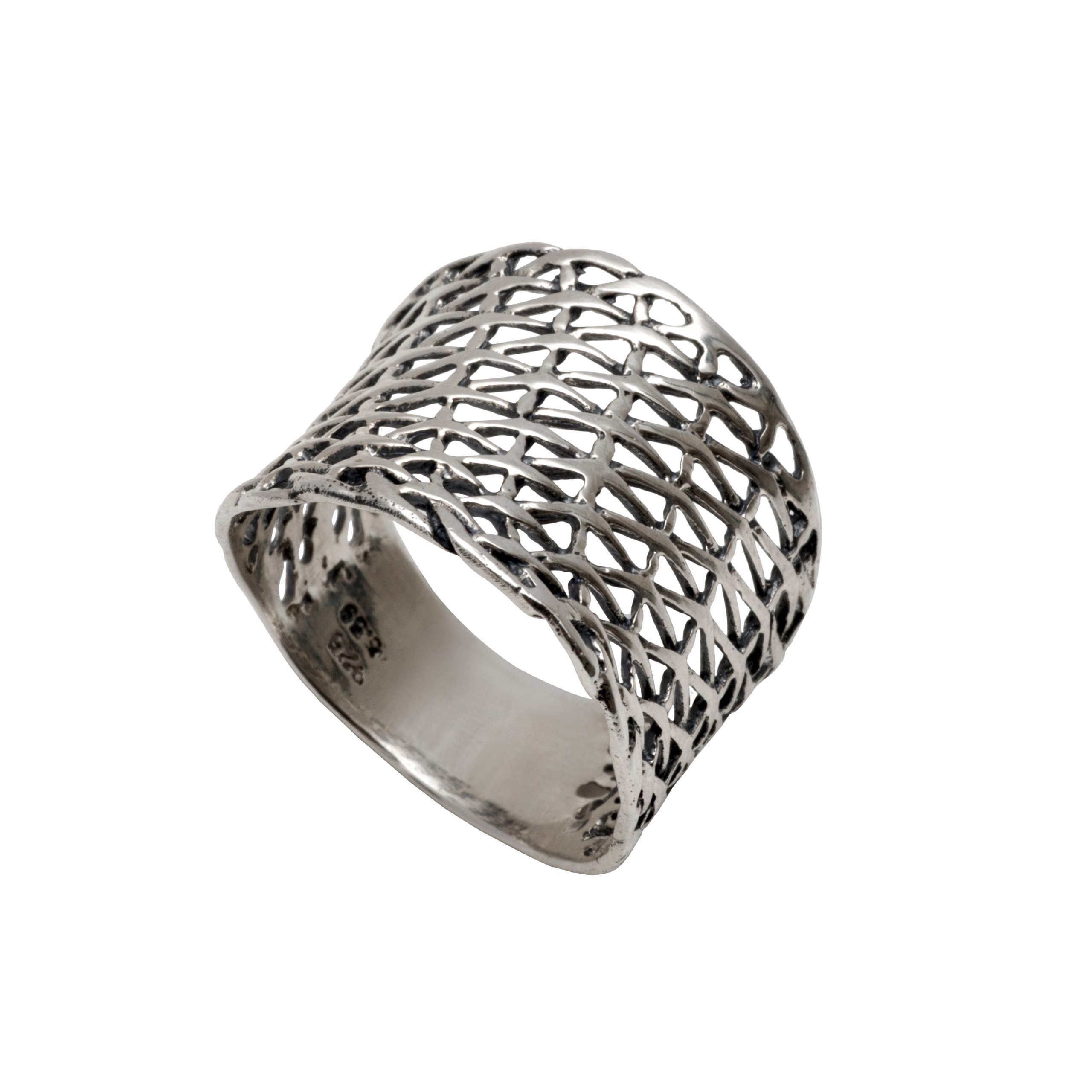Dreamcatcher ring oxidized silver small