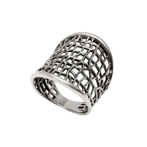 Dreamcatcher ring oxidized silver large