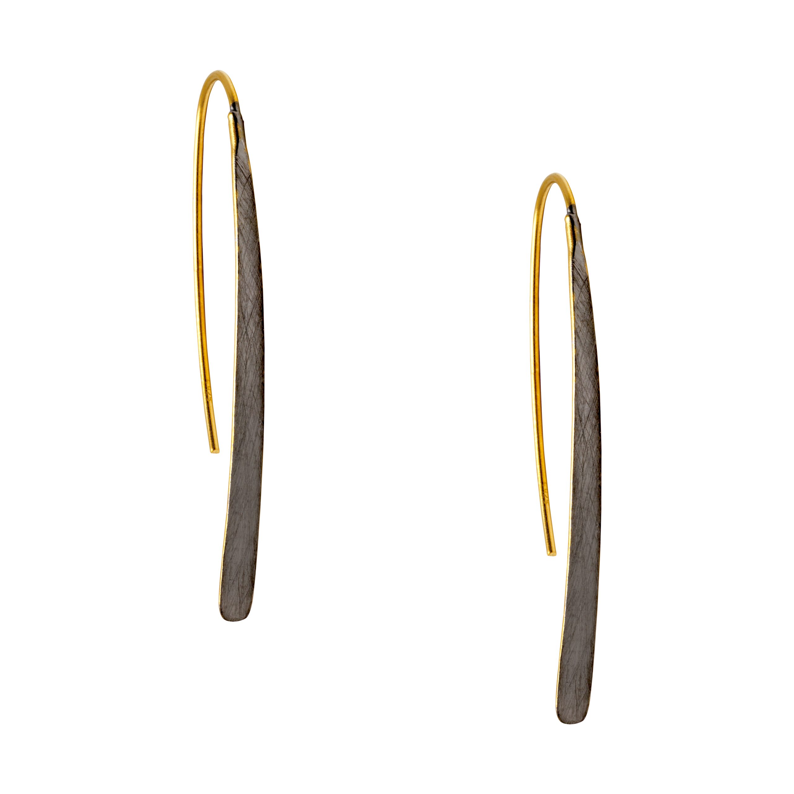 Bar Earrings Black and Gold