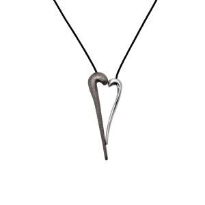 Heart Necklace Black and Silver Large