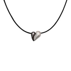 Heart necklace Black and Silver small