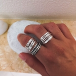 Linear ring oxidized silver thumbnail 2