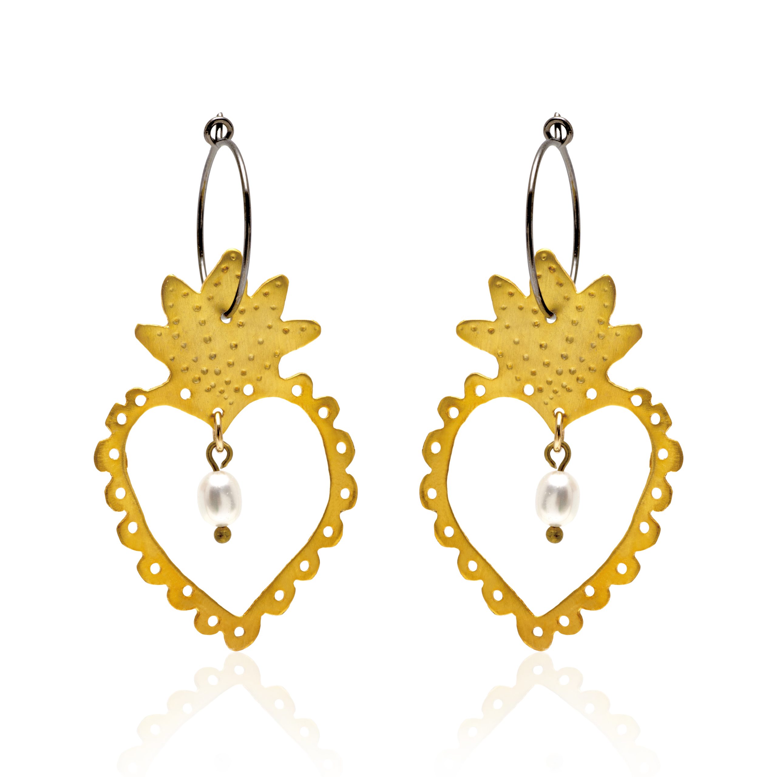 Gold-plated hearts with pearls