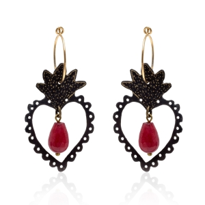Oxidized black hearts with Agate