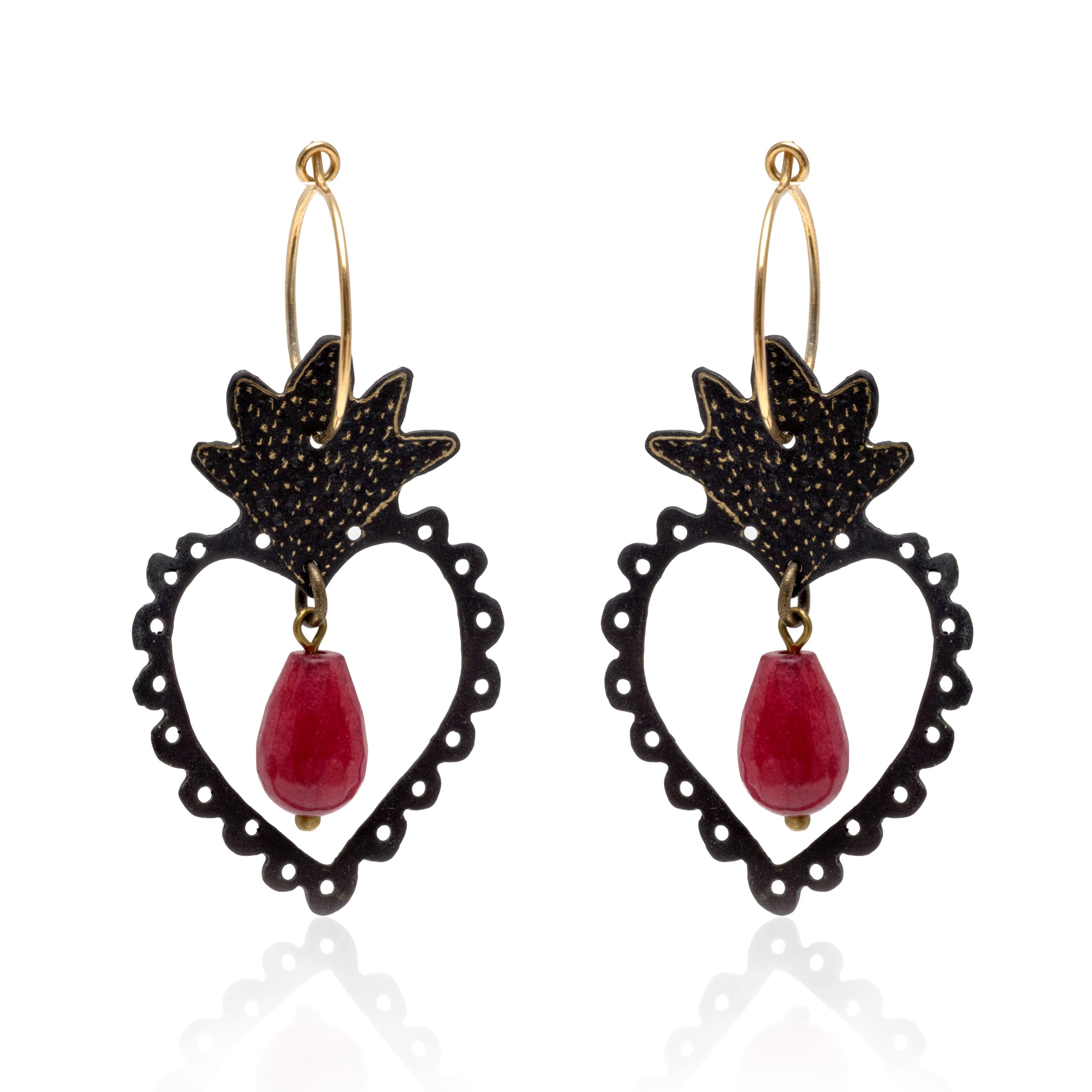 Oxidized black hearts with Agate