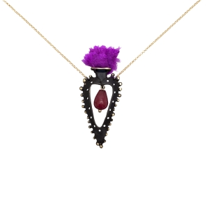 Oxidized black heart with Agate