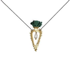 Gold-plated heart with pearl