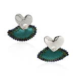 Embroidered heart earrings silver thumbnail 1