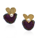 Embroidered heart earrings gold plated thumbnail 3