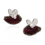 Embroidered heart earrings silver thumbnail 2