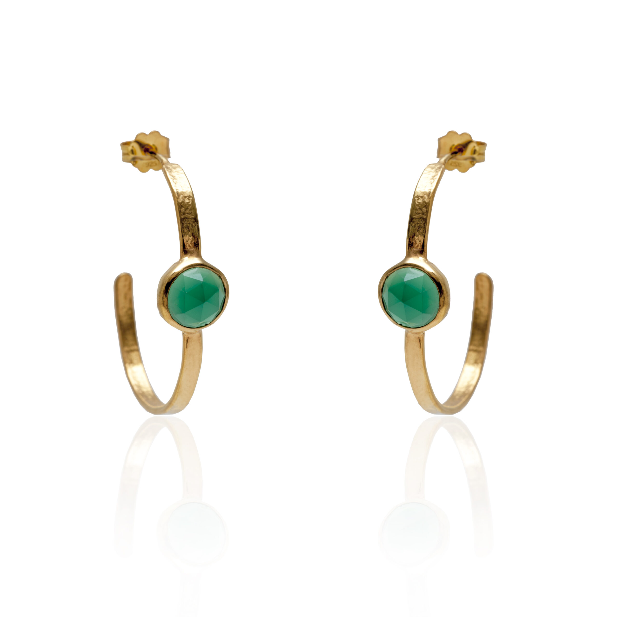 Green onyx hoops