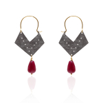 Geometric earrings with precious stones thumbnail 1