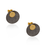 Black circle earrings with geometric shapes thumbnail 2