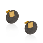 Black circle earrings with geometric shapes thumbnail 3