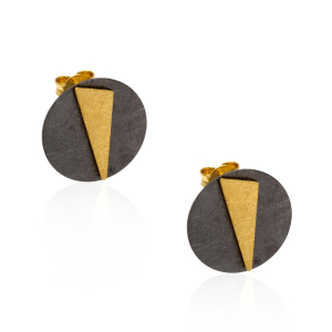 Black circle earrings with geometric shapes