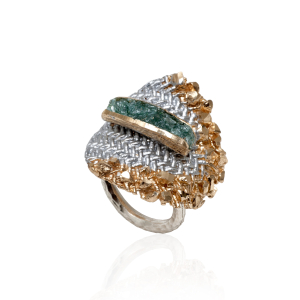 Aquamarine bronze ring