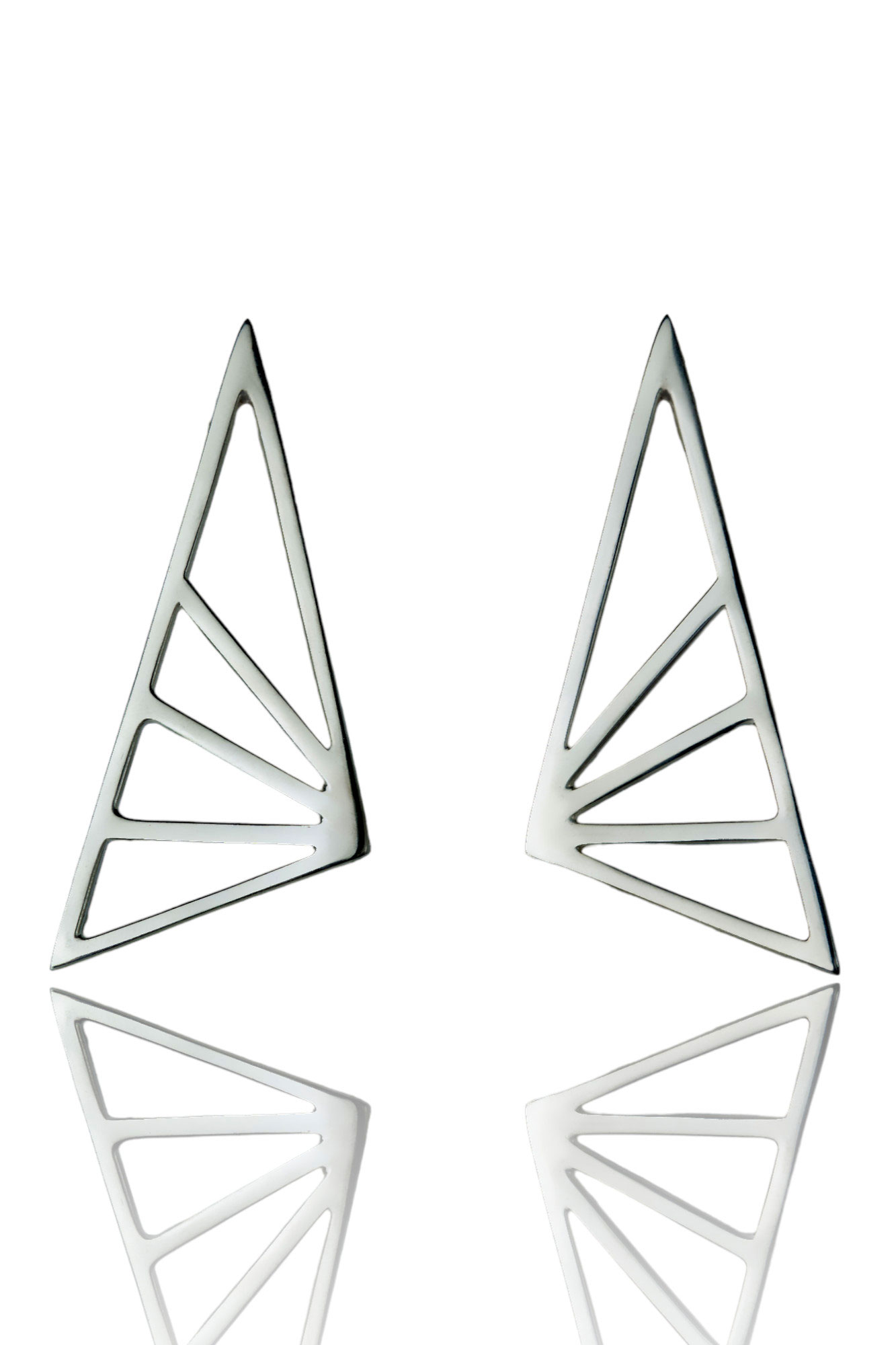 Triangle with radii silver earrings