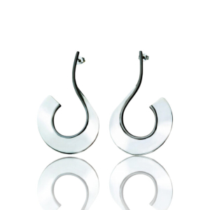 Black and silver scythe earrings