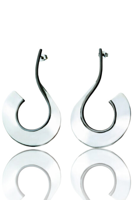 Black and silver scythe earrings