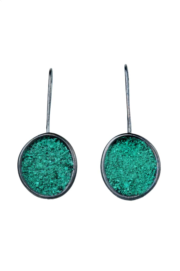 Malachite oxidized silver earrings