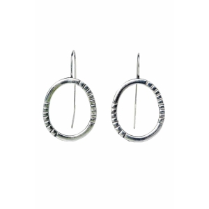 Dark silver oxidized circle earrings