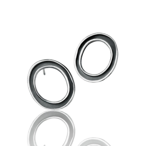 Riddled oxidized silver circle earrings