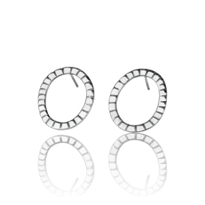 Circle oxidized silver earrings