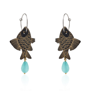 Chalcedony fish earrings