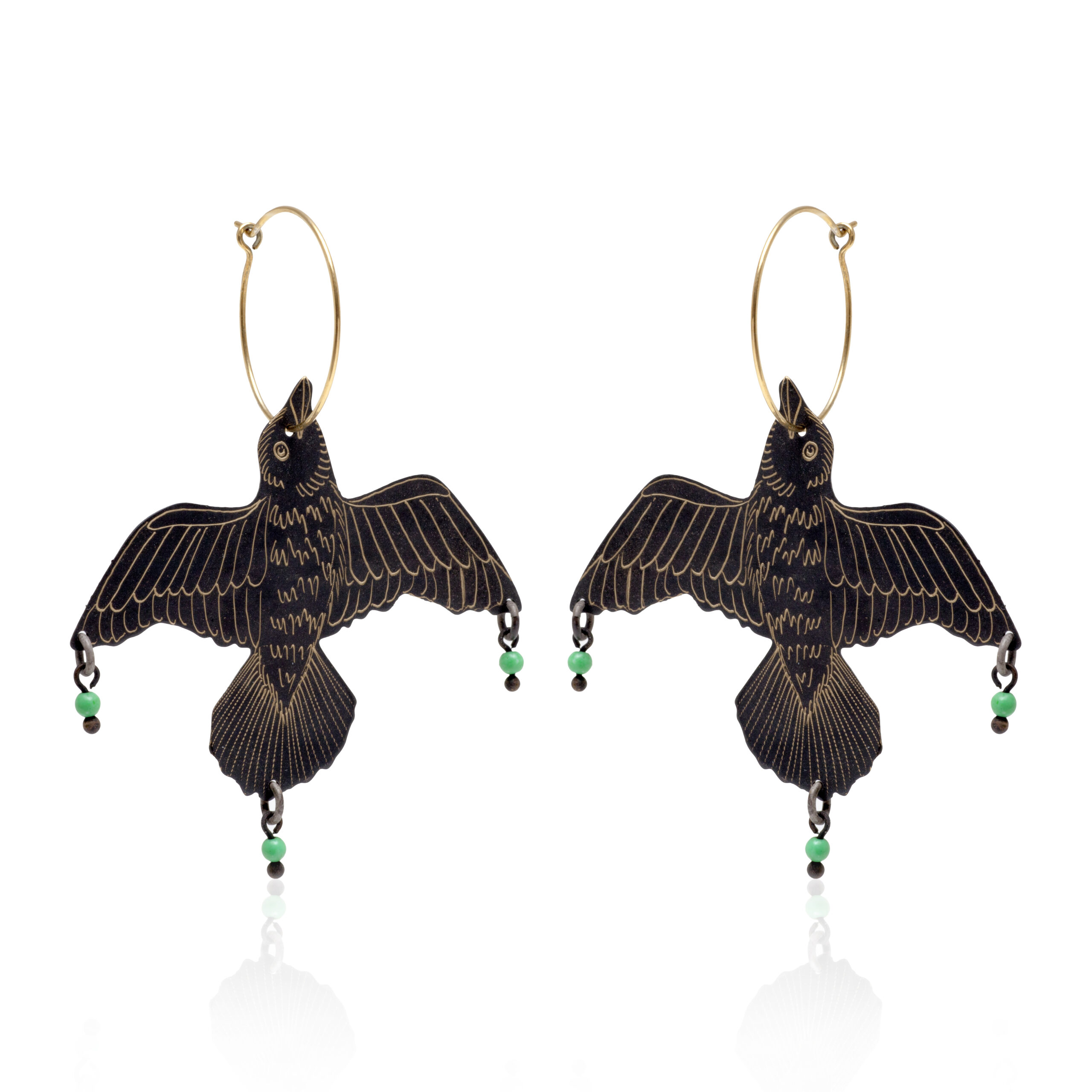 Turquoise bird earrings