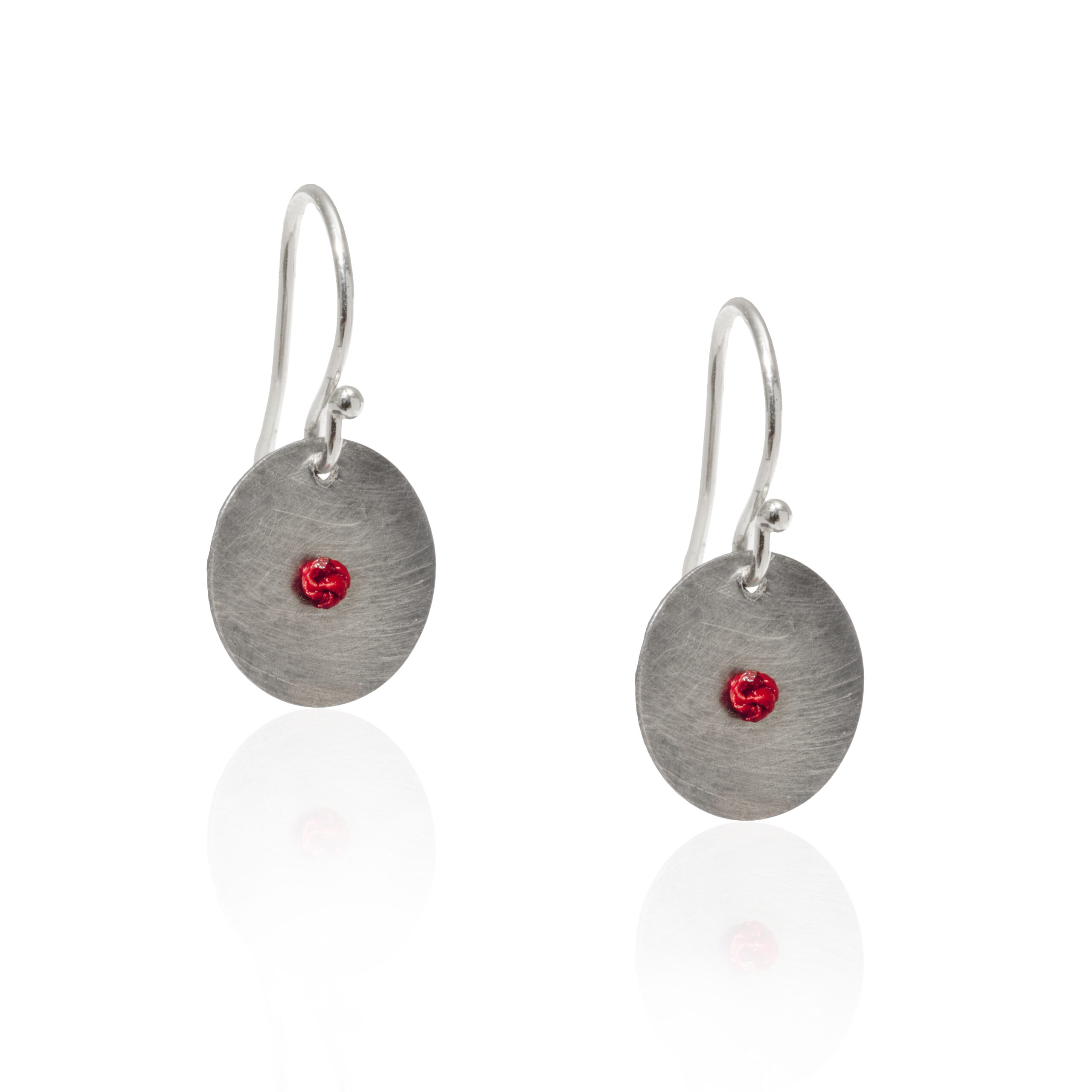 Red circle earrings