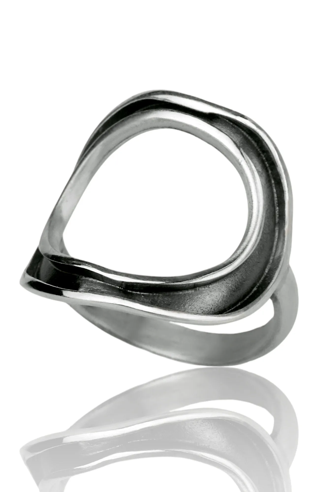 Circle black and silver ring