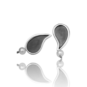 Paisleys silver earrings with pearls