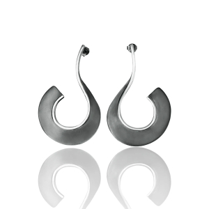 Silver and black scythe earrings