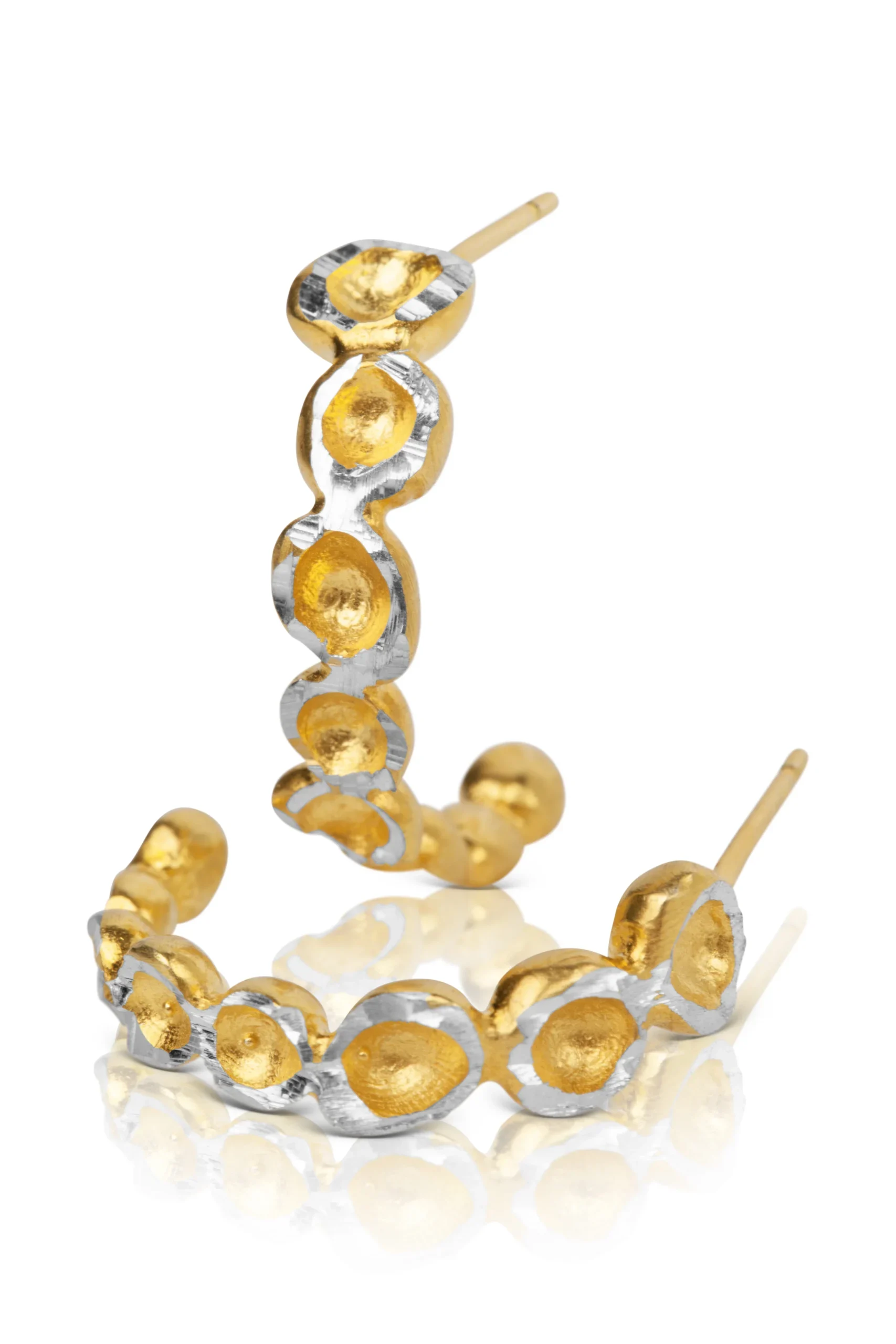 Gold and silver bubble hoops