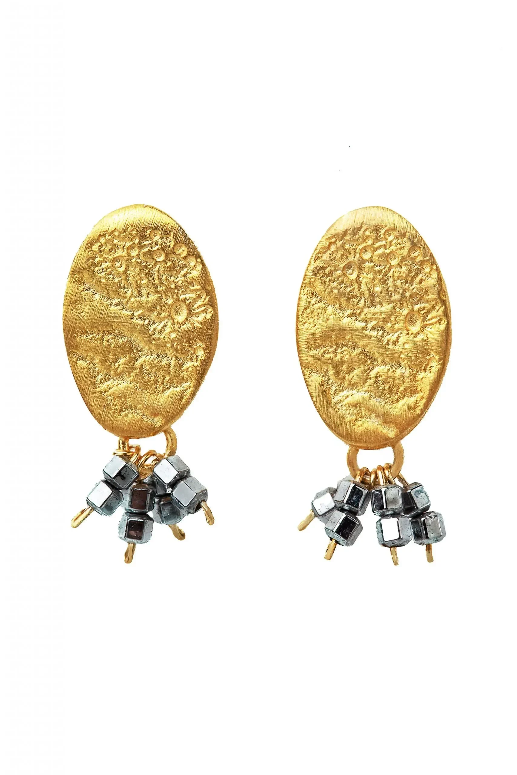 Hematites gold earrings