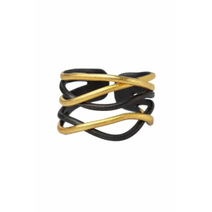 Gold and black waves ring