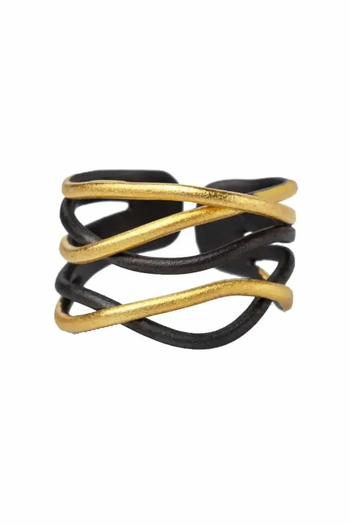 Gold and black waves ring