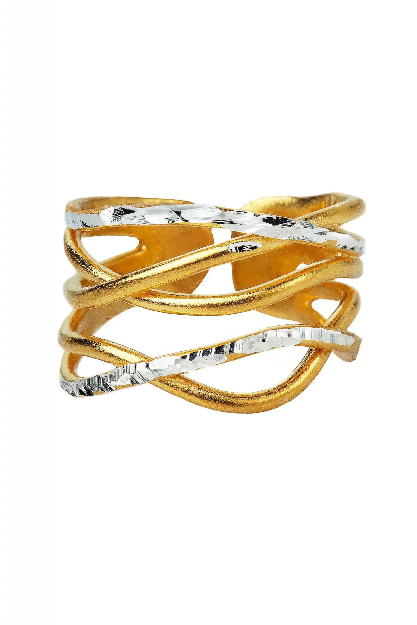 Gold and silver waves ring